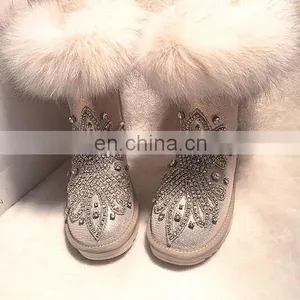 Aidocrystal Wholesale Factory Price 2016 Fashion Warm Plush Women's Boots With Rhinestone thumbnail-1