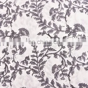Indian Latest Handmade 100% Cotton Floral Hand Block Printed Fabric thumbnail-3