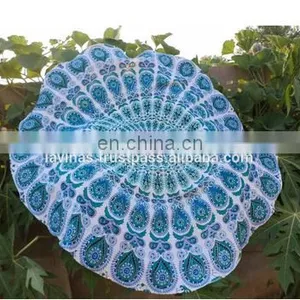 Hippie Mandala Round Beach Yoga Mat Indian Cotton Wall Tapestry Boho Wall Hanging From India thumbnail-1