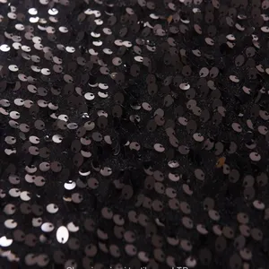 African Lace Embroidery Camo Black Sequin Fabric for Sublimation Sequins thumbnail-1