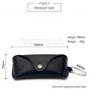Customized Portable Leather Sunglasses Case With Metal Hook thumbnail-3