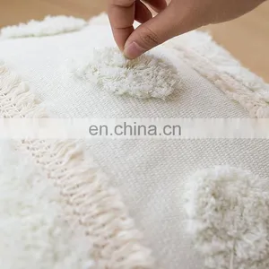 Wholesale Decorative Boho Style Sofa Use Throw Pillow Cushion Cover Boho Tufted Pillow Case With Lace thumbnail-6