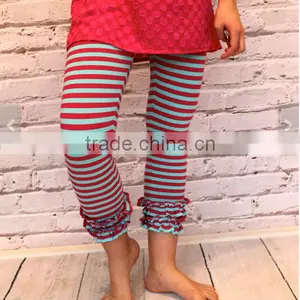 Brown Stripe Ruffle Knit Pants in Children Teen and Women Size,women Leggings Tight Pants thumbnail-1