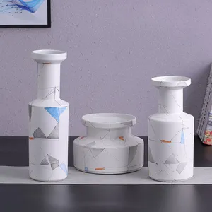 Nordic Simple Style White Geometric Puzzles Olive Jingdezhen Ceramic Vase Home Decoration thumbnail-3