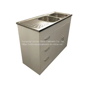 Base Steel Kitchen Cabinet 2 Doors 3 Drawer 1200L X 500W X H900mm (white, With Sink) thumbnail-2