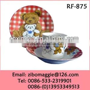 Wholesale 4pcs Round Shape Porcelain Kid Breakfast Set thumbnail-3