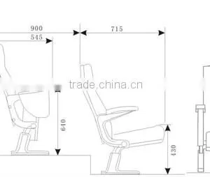 Aluminium Alloy Leg Auditorium Seating With Writing Tablet HJ88A-L thumbnail-4