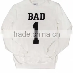 White Color Printed Sweatshirt/white Color Sweatshirt With Black Color Printing/custom White Color Sweatshirt thumbnail-1