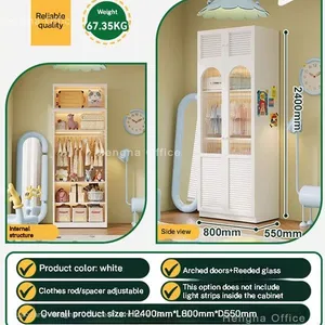 Young Adults Wardrobe With Glass Doors Adjustable Shelves, and Safe Design | Perfect for Bedroom Storage thumbnail-1