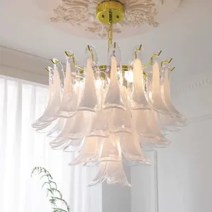 White Murano Saddle-Petal Tiered Chandelier - Chrome E14, Dia 80cm thumbnail-2