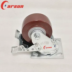 Carsun Heavy Duty Industrial Caster Wheels 4-Inch Polyurethane Wheels Swivel Caster With Brake thumbnail-4