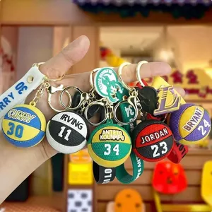 Realistic NBA Basketball Player Mini Plastic Figurine Keychain Lowry Kobe Warriors Curry Durant Lakers LeBron PVC Baskeball Keychain thumbnail-1
