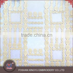 2016 Newest Design Cream-coloured Voile Cotton Embroidery Bridal Fabric for Garment Wholesale Oversea thumbnail-1