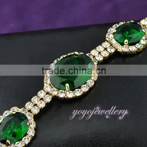 Green Stone Cheap Ladies Hand Glass Bracelet Design With Diamonds thumbnail-4