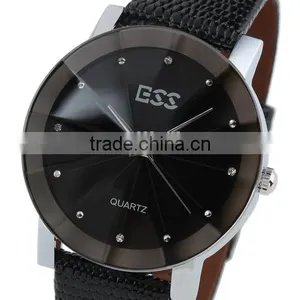 WM020 New Mens Unisex Black Dial Classic Value Leather Band Fashion Quartz Wrist Watch thumbnail-1