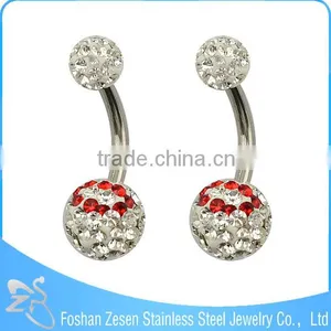 Wholesale Factory Durable Stainless Steel Crystal Gem Ball Navel Belly Button Rings thumbnail-3