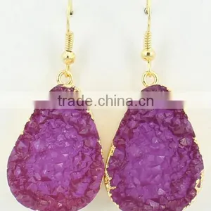 Druzy Pendent Drop Earring thumbnail-2