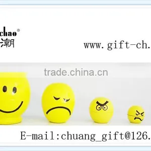 Smile Pattern Wooden Matryoshka Doll , Wooden Nesting Doll thumbnail-1