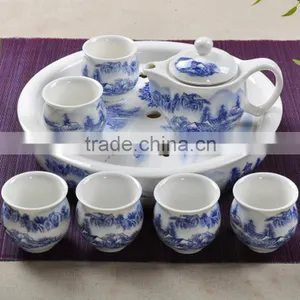 Hot Selling Porcelain Teaset Pottery Teapot With Gift Package 350ml Teapot and 6pcs 100ml Teacup With Ceramics Tea Tray thumbnail-2