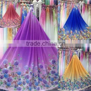100% Polyester Flowers Digital Printed Chiffon Fabric for Cheap Sale thumbnail-4