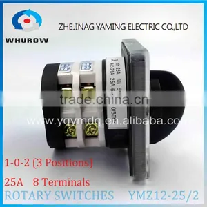 Rotary Switch YMZ12-25/2 Changeover Cam Combination Switch 2 Poles 3 Positions 8 Terminals 25A Ui 690V Sliver Point Contacts thumbnail-2