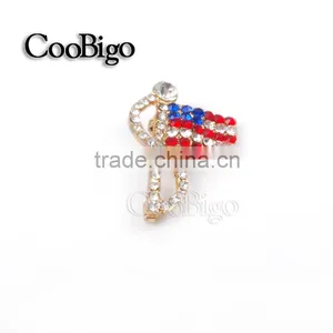Fashion Jewelry Charming USA Flag Brooch Rhinestone Crystal Army Wedding Gift National Day Promotion Apparel Accessories thumbnail-1