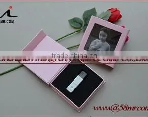 Empty USB Gift Storage Packaging Box Linen Leather Paper With Photo Frame thumbnail-6