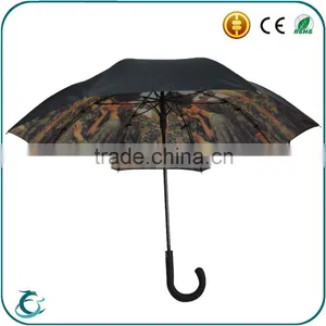 Change Fabric 2 Layer High Quality Straight Umbrella for Rain and Sun thumbnail-3