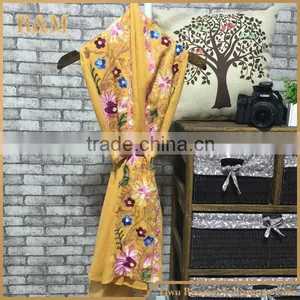 2016spring Factory Wholesale Floral Embroidered 70% Polyester With30%viscose Scarf Woman,cotton Linen Scarf Shawl thumbnail-4