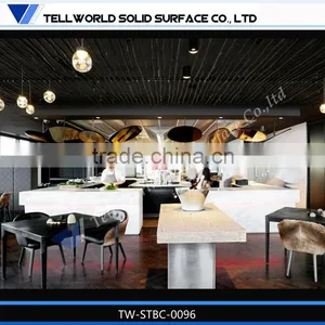 Hot Sale Modern Beauty High-end Straight Acrylic Solid Surface Restaurant Bar Counter Furniture thumbnail-1