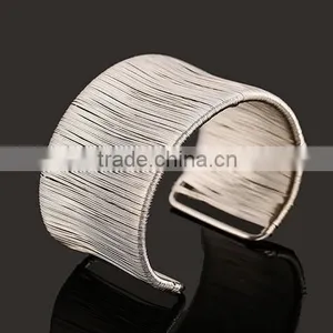 2016 Silver Stainless Steel Open Cuff Bangle Bracelets for Women Girls Jewelry thumbnail-1
