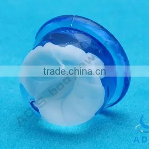 Blue White Petal Flower Piercing Glass Ear Plugs thumbnail-1