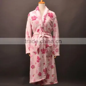 Adult's 100% Coral Fleece Printed Bathrobe for Women thumbnail-1