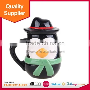Hot Selling 3D Funny Handle Ceramic Christmas Milk Mug With Lid thumbnail-4