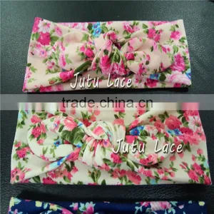 Fancy Cotton Fabric Wide Headware - Fashion Stretch Knited Headwraps -floral Custom Printed Elastic Headbands thumbnail-1
