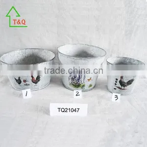 Shabby Chic 3Flower Herb Metal Plant Pot Planters Garden Kitchen Gift thumbnail-2