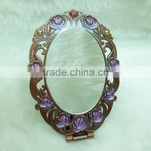 Vintage Enamel Purple Pocket Mirror thumbnail-2