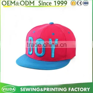 Guangzhou Factory Custom Kids Hip Hop Caps Black and Red Embroidery Kids Caps and Hats thumbnail-6