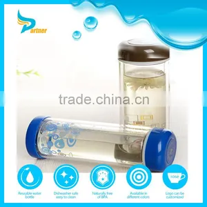 200ml Drinking Water Bottles With Colorful Lid Double Wall Glass Water Bottle for Tea thumbnail-1