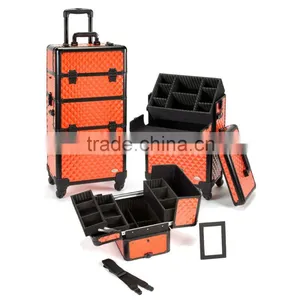 Pro Aluminum Makeup Case Red Diamond 4 Wheeled Spinner thumbnail-1