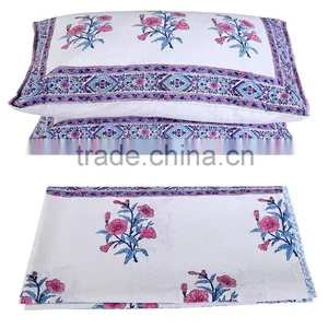 New Pattern Cotton Bed Sheet Flower Printed Hand Block Home Textile 100% Fabric Bed Sheet thumbnail-3