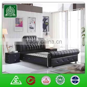 L13343 Hot Selling King Size Bed/leather Bed Supplier/white Genuine Leather Diamond Bed thumbnail-4