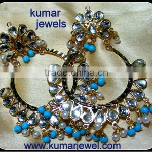 Gold Plated Traditional Jadau Earrings thumbnail-5