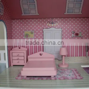 Children Toys New 2016 Design Mother Garden Wooden House Toys Strawberry Pink Double Floor Simulation Dollhouse thumbnail-2
