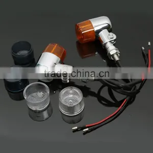 Chrome LED Round Metal Stalk Turn Signals For Dual Sport Cruiser Cafe Racer 2PCS thumbnail-1