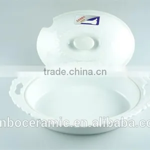 Ceramic Casserole Dish/ Large Casserole Dish Oval With Lid Lace Edged Design thumbnail-4