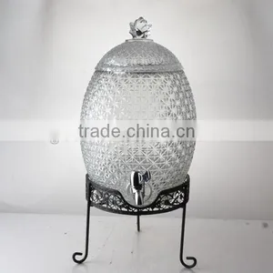 10L Glass Beverage Dispenser Juice Dispenser With Metal Stand thumbnail-1