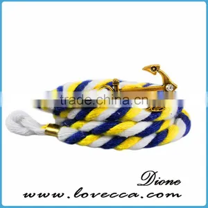 Colorful Handmade Mens Anchor Rope Bracelet Wholesale thumbnail-5