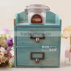 Antique Style Jewelry Storage Cabinets Zakka Storage Mini Cabinets With 2 Drawer thumbnail-2