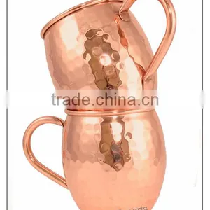 Moscow Mule Hammered Copper Mug With Copper Handle thumbnail-1